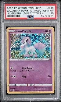 2020 Pokemon Swsh Black Star Promo 013 Galarian Ponyta-holo 2021 General Mills 25th Anniversary PSA 10