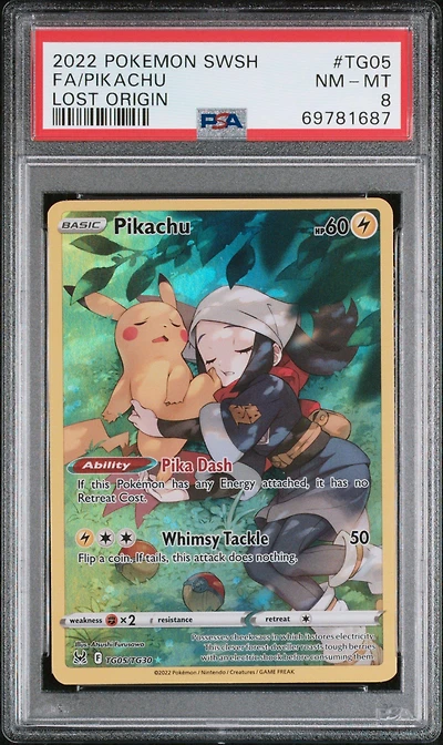 2022 Pokemon Sword & Shield Lost Origin Tg05 Full Art/pikachu PSA