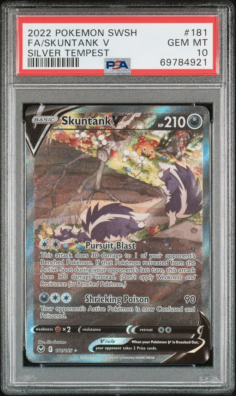 2022 Pokemon Sword & Shield Silver Tempest Full Art/skuntank V PSA