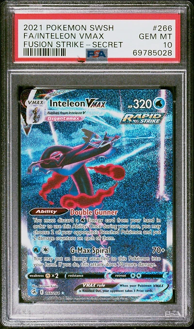 2021 Pokemon Sword & Shield Fusion Strike 266 Full Art/inteleon Vmax Secret PSA
