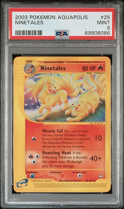 2003 Pokemon Aquapolis 25 Ninetales PSA