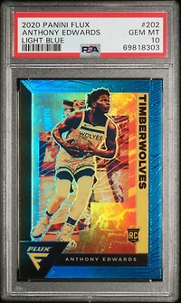 2020 Panini Flux 202 Anthony Edwards Light Blue PSA 10