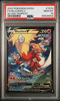 2022 Pokemon Sword & Shield Silver Tempest Tg14 Full Art/blaziken V PSA
