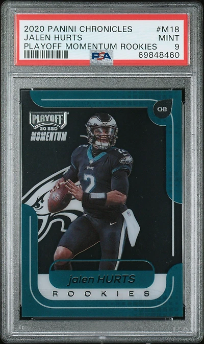 2020 Panini Chronicles Playoff Momentum Rookies M18 Jalen Hurts PSA 9