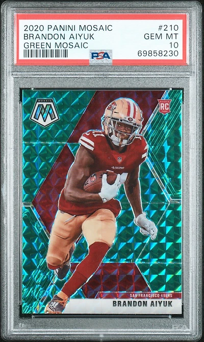 2020 Panini Mosaic 210 Brandon Aiyuk Green Mosaic PSA 10