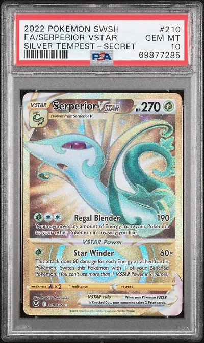 2022 Pokemon Sword & Shield Silver Tempest Full Art/serperior Vstar Secret PSA