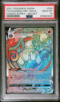 2021 Pokemon Sword & Shield Fusion Strike 265 Full Art/chandelure Vmax Secret PSA