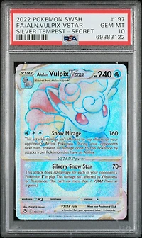2022 Pokemon Sword & Shield Silver Tempest 197 Full Art/alolan Vulpix Vstar Secret PSA