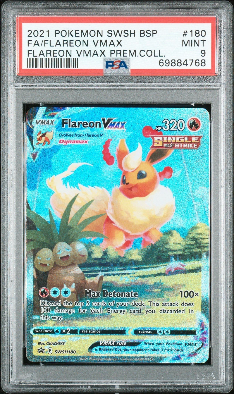 2021 Pokemon Swsh Black Star Promo 180 Full Art/flareon Vmax Flareon Vmax Premium Collection PSA