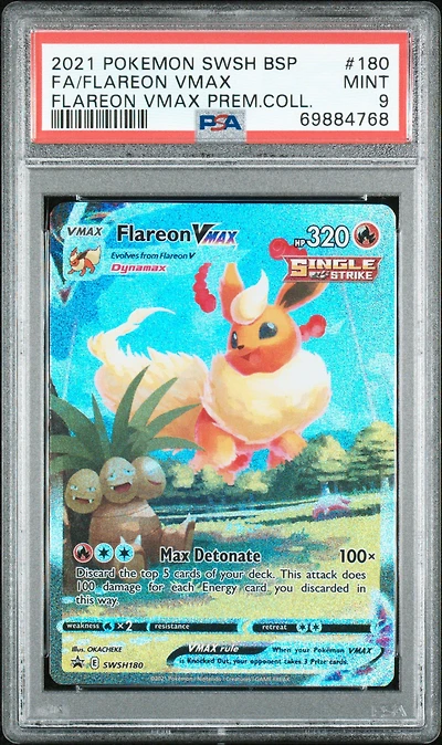 2021 Pokemon Swsh Black Star Promo 180 Full Art/flareon Vmax Flareon Vmax Premium Collection PSA