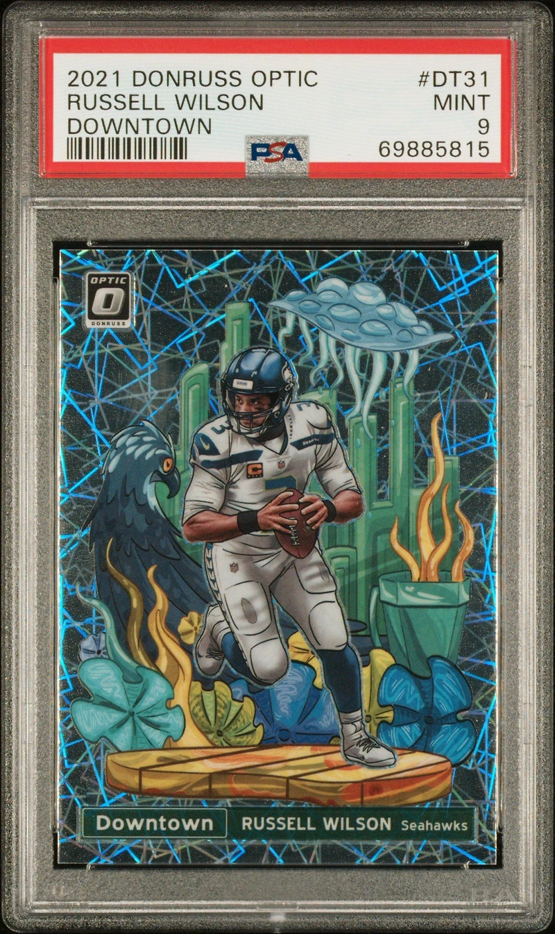 2021 Panini Donruss Optic Downtown Dt31 Russell Wilson PSA 9
