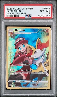 2022 Pokemon Sword & Shield Silver Tempest Tg01 Full Art/braixen PSA