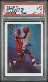1990 Hoops 358 Michael Jordan Team Checklist PSA 9