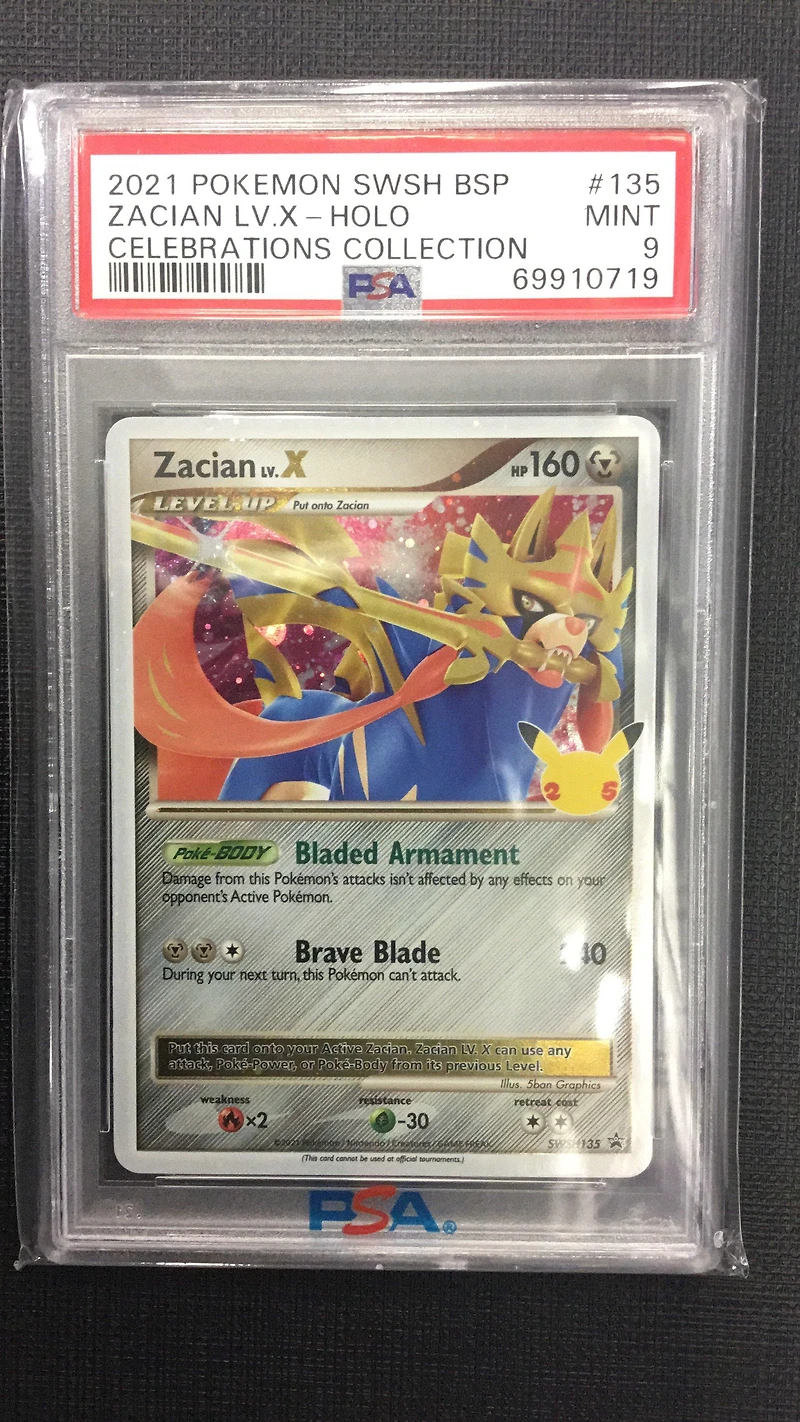 2021 Pokemon Swsh Black Star Promo 135 Zacian Lv.x-holo Celebrations Collection PSA 9