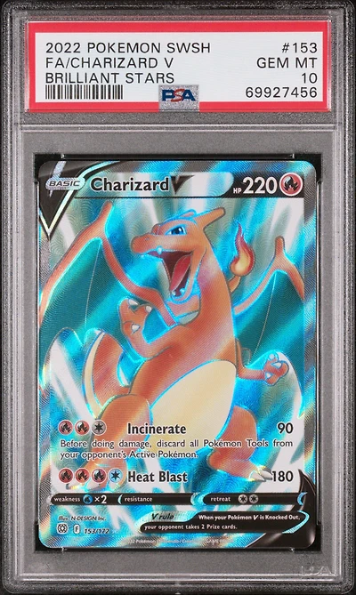 2022 Pokemon Sword & Shield Brilliant Stars Full Art/charizard V PSA