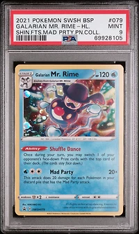 2021 Pokemon Swsh Black Star Promo 079 Galarian Mr. Rime-holo Shining Fates Mad Party Pin Collection PSA 9