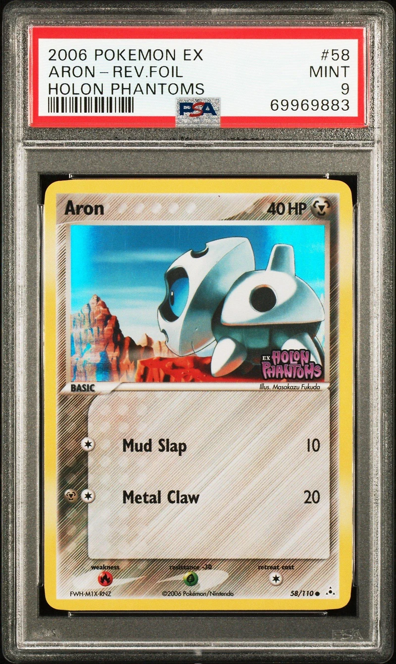 2006 Pokemon Ex Holon Phantoms 58 Aron-reverse Foil PSA 9
