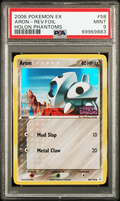2006 Pokemon Ex Holon Phantoms 58 Aron-reverse Foil PSA 9