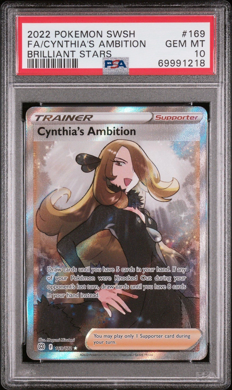 2022 Pokemon Sword & Shield Brilliant Stars 169 Full Art/cynthia's Ambition PSA