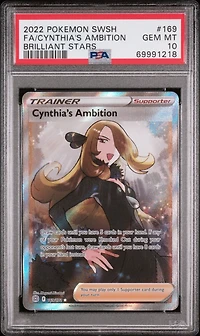 2022 Pokemon Sword & Shield Brilliant Stars 169 Full Art/cynthia's Ambition PSA