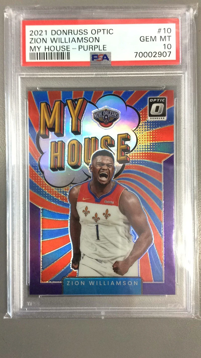 2021 Panini Donruss Optic My House 10 Zion Williamson Purple PSA 10