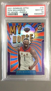 2021 Panini Donruss Optic My House 10 Zion Williamson Purple PSA 10