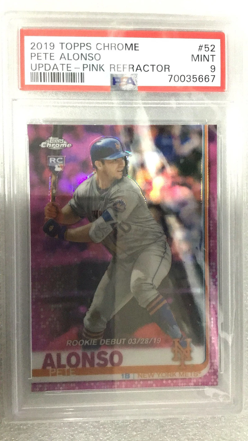 2019 Topps Chrome Update 52 Pete Alonso Pink Refractor PSA 9