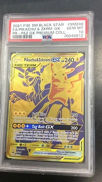 2021 Pokemon Sm Black Star Promo Sm248 Full Art/pikachu & Zekrom Gx Pikachu & Zekrom Gx Premium Collection PSA