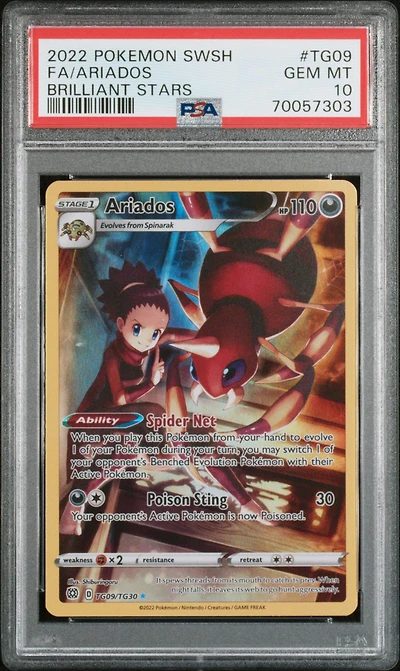 2022 Pokemon Sword & Shield Brilliant Stars Tg09 Full Art/ariados PSA 10