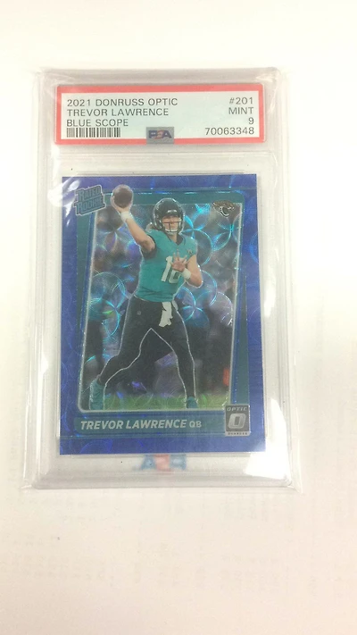 2021 Panini Donruss Optic 201 Trevor Lawrence Blue Scope PSA
