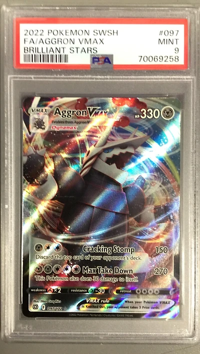 2022 Pokemon Sword & Shield Brilliant Stars 097 Full Art/aggron Vmax PSA