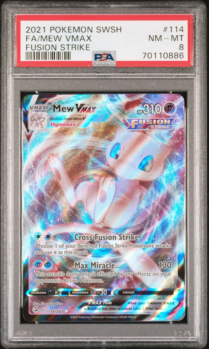 2021 Pokemon Sword & Shield Fusion Strike 114 Full Art/mew Vmax PSA