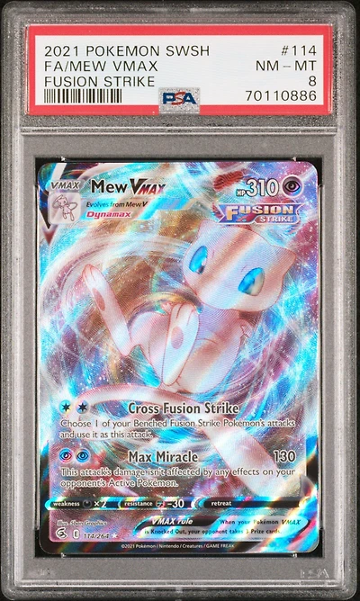 2021 Pokemon Sword & Shield Fusion Strike 114 Full Art/mew Vmax PSA