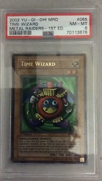 2002 Yu-gi-oh! Mrd-metal Raiders 065 Time Wizard 1st Edition PSA 8