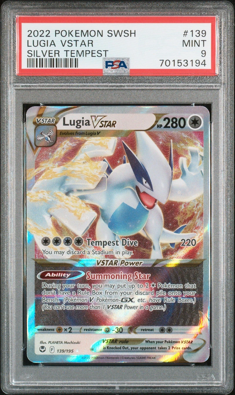 2022 Pokemon Sword & Shield Silver Tempest 139 Lugia Vstar PSA