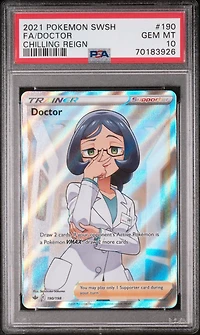 2021 Pokemon Sword & Shield Chilling Reign 190 Full Art/doctor PSA