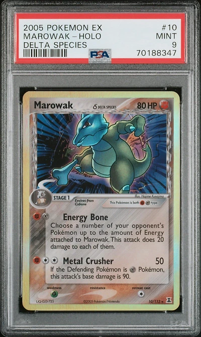 2005 Pokemon Ex Delta Species 10 Marowak-holo PSA 9