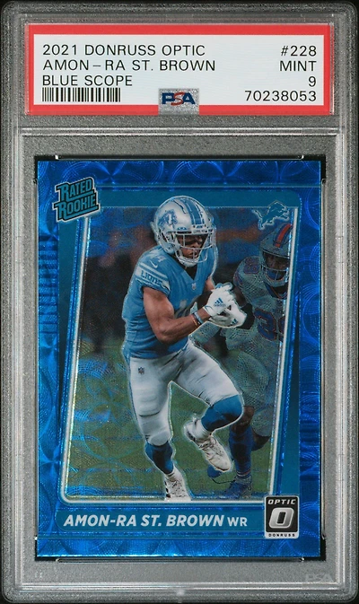 2021 Panini Donruss Optic 228 Amon-ra St. Brown Blue Scope PSA