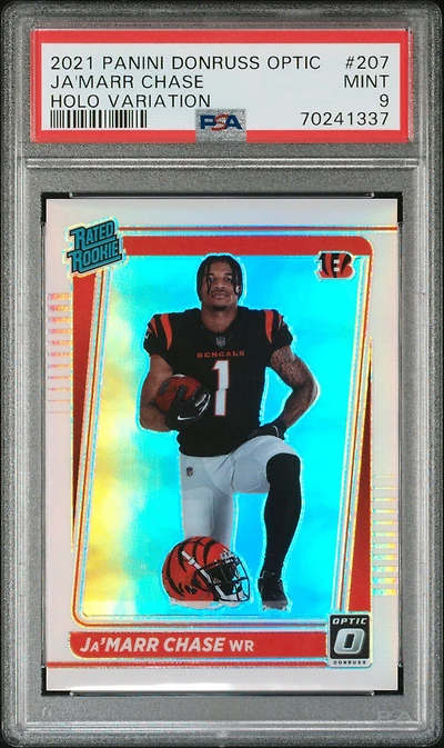 2021 Panini Donruss Optic 207 Ja'marr Chase Holo Variation PSA 9