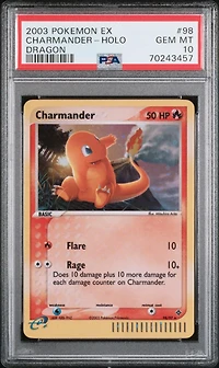 2003 Pokemon Ex Dragon 98 Charmander-holo PSA 10