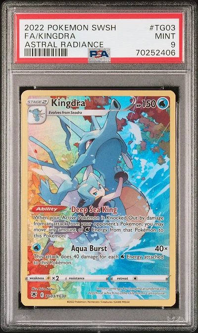 2022 Pokemon Sword & Shield Astral Radiance Tg03 Full Art/kingdra PSA