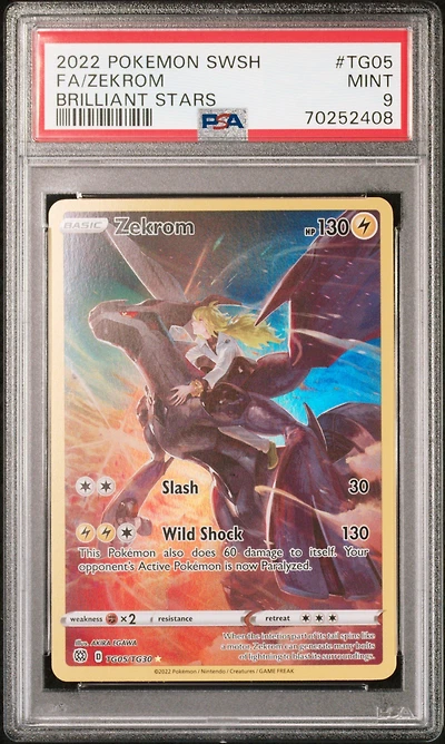 2022 Pokemon Sword & Shield Brilliant Stars Tg05 Full Art/zekrom PSA