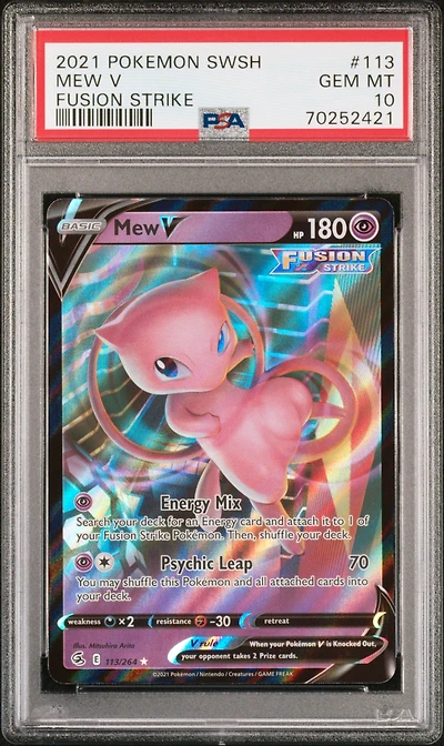 2021 Pokemon Sword & Shield Fusion Strike 113 Mew V PSA