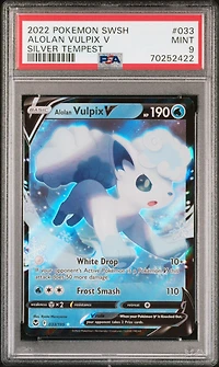 2022 Pokemon Sword & Shield Silver Tempest 033 Alolan Vulpix V PSA 9