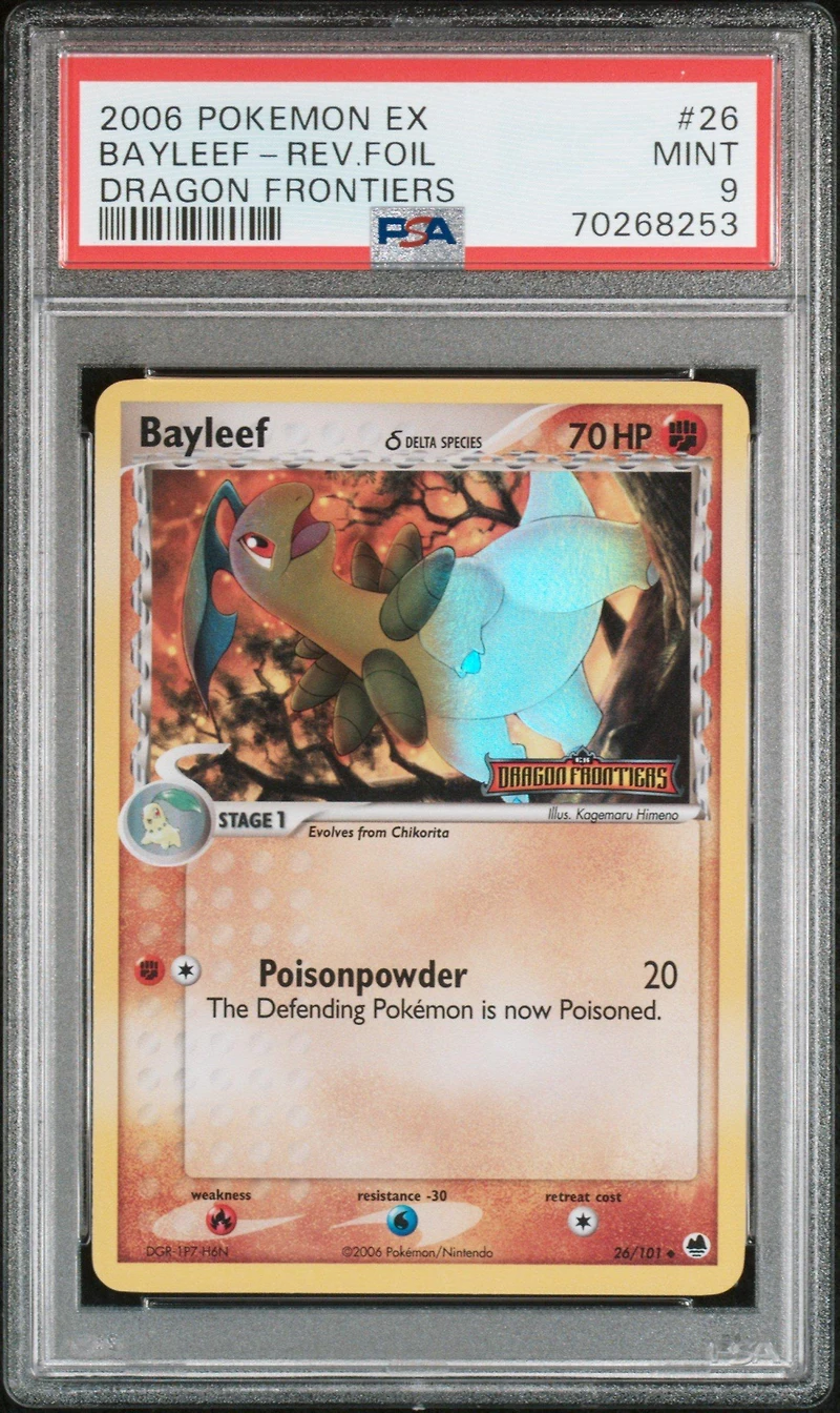 2006 Pokemon Ex Dragon Frontiers 26 Bayleef-reverse Foil PSA 9