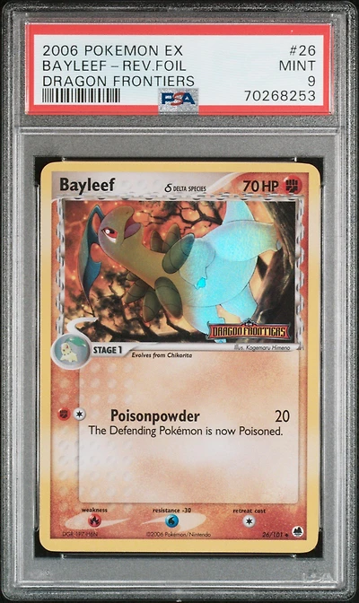 2006 Pokemon Ex Dragon Frontiers 26 Bayleef-reverse Foil PSA 9