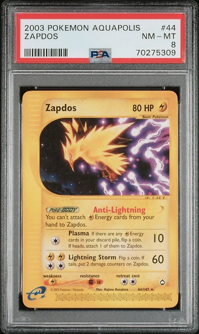 2003 Pokemon Aquapolis 44 Zapdos PSA