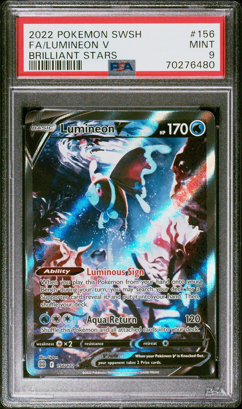 2022 Pokemon Sword & Shield Brilliant Stars Full Art/lumineon V PSA