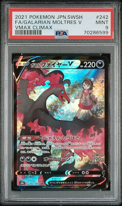 2021 Pokemon Japanese Sword & Shield Vmax Climax 242 Full Art/galarian Moltres V PSA