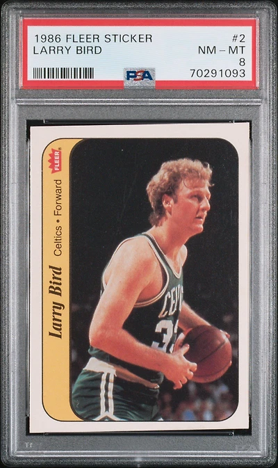 1986 Fleer Sticker 2 Larry Bird PSA 8